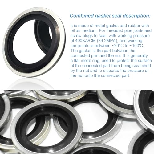 M18 Bonded Sealing Washers, 18.7x24.8x2mm Carbon Steel NBR Gasket, Pack of 50 M18