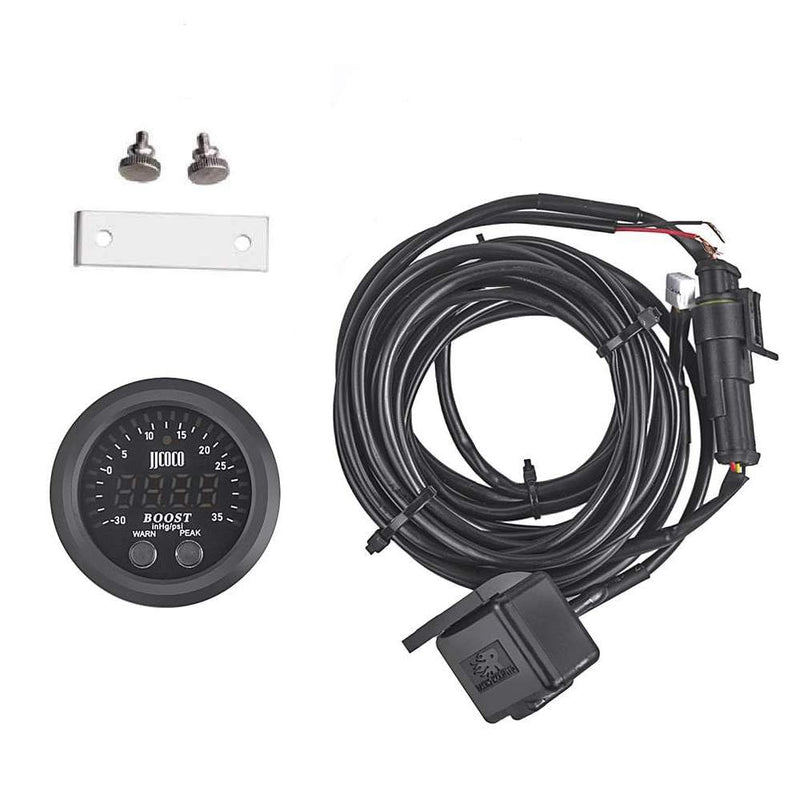 Universal Turbo Boost/Vacuum Gauge Kit Includes Electronic Pressure Sensor Red LED Light PSI Meter - for Car Truck - 2-1/16"