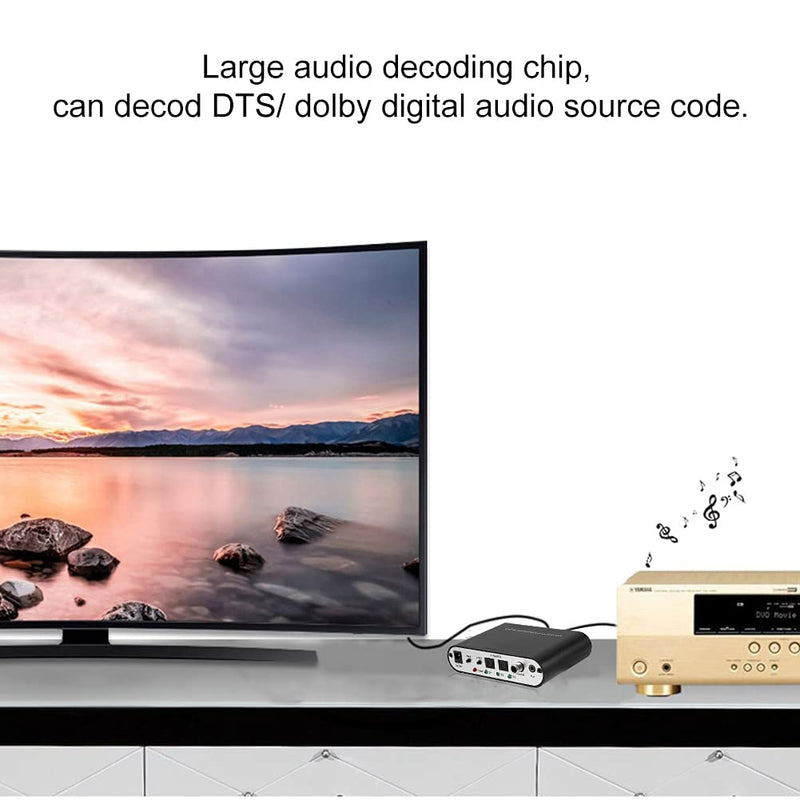 Surround Sound Decoder,Yinhing Surround Sound Decoder, Digital to Analog Audio Converter, 5.1 Audio Converter Digital DTS Channel Decoder with Optical Fiber Coaxial, Sound Adapter Audio Adapter