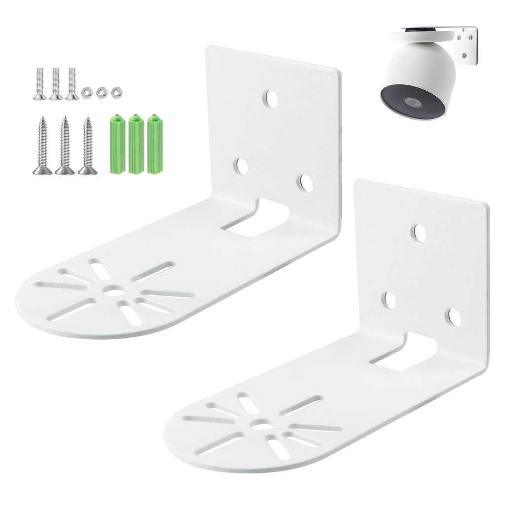 2 PCS Metal Wall Mount Bracket Compatible with Google Nest Camera Indoor or Outdoor - Adhesive Wall Mount Holder for Security Cam to Reduce Blind Spots and Get The Best View 2 Pieces