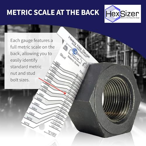 HexSizer 10-Pack Heavy Hex Gauge, Nut & Bolt Sizer Set - Gray on White