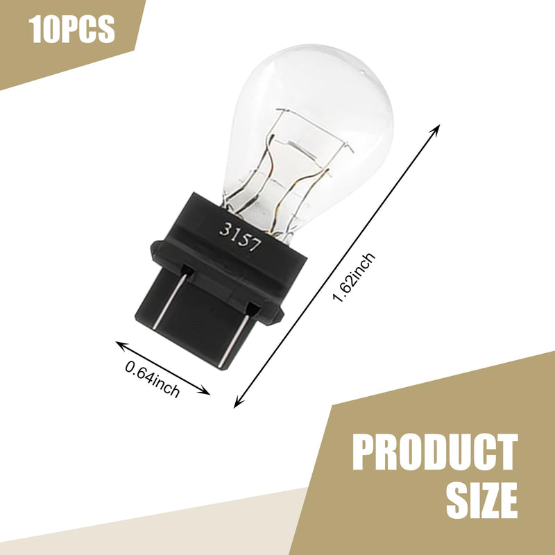 10 PCS 3157 Car Bulb, 12V Halogen Brake Light, Tail Light, Reverse Light, Turn Signal Bulb Replacement, Universal Fit for Most Cars (White) White