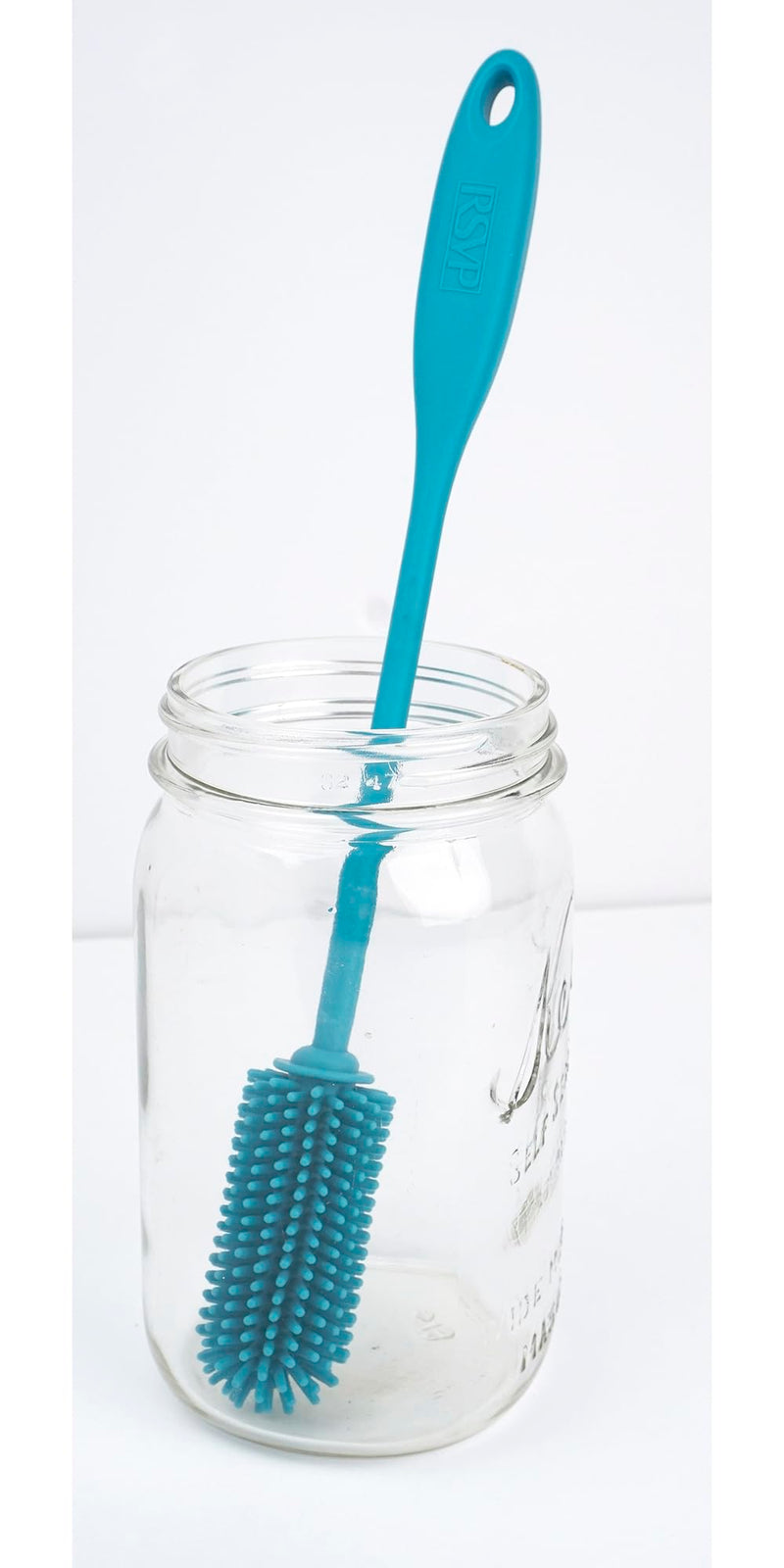 RSVP International Kitchen Scrubber Collection Dishwasher Safe, Silicone Bottle Brush, 12.5", Turquoise Silicone Bottle Brush, 12.5"