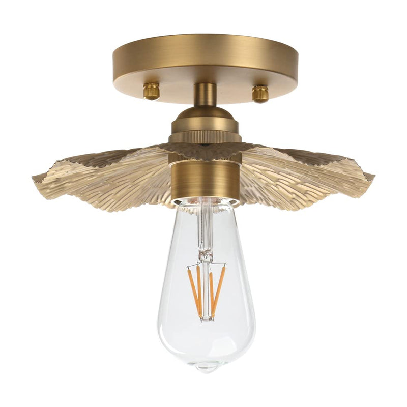 Pathson Vintage Metal Ceiling Light Fixture Brass Finished, Split Flower Design Ceiling Lighting, Industrial Kitchen Art Flush Mounted Farmhouse Lighting for Living Room Hallway