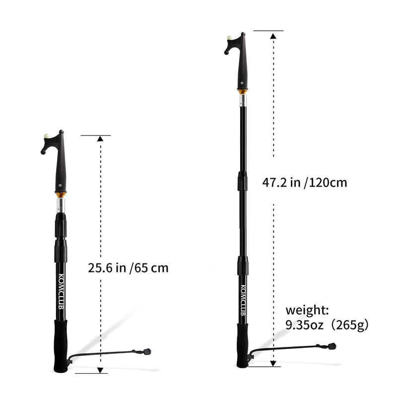 KOMCLUB Telescoping Boat Hooks for Docking Aluminum Push Poles Lightweight Floating Luminous Bead Design Non-Slip Rubber Handle Durable Boating Accessories Multi-Color Rust-Resistant Boat Gaff 3.93FT