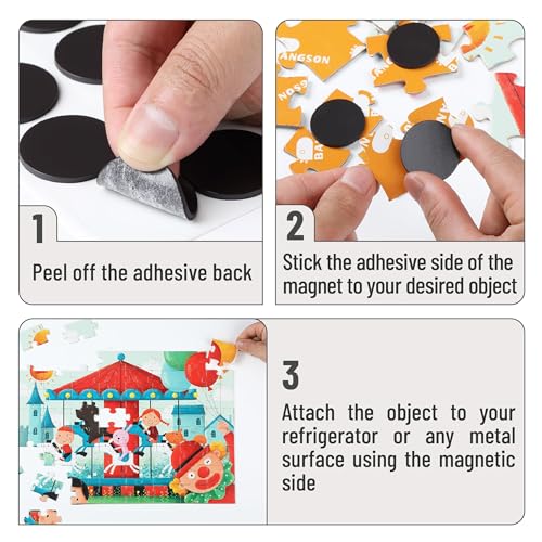 Mr. Pen- Self Adhesive Magnet Dots, 40 pcs, Flexible, 1.2" x 2mm Thickness 40 Pcs, 1.2" x 2mm Black Round