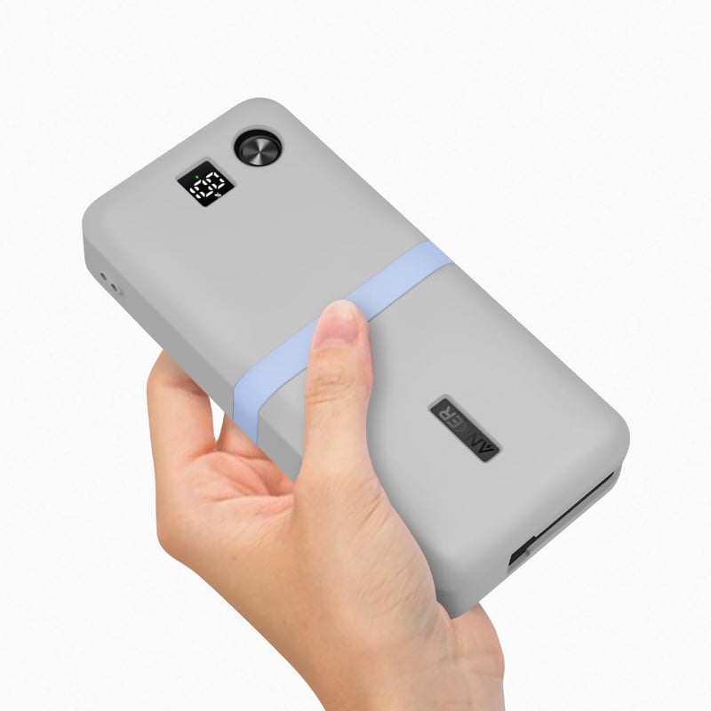Geiomoo Silicone Cover for Anker Power Bank 20,000mAh Case 3-Port 87W, Soft Protective Scratch Flexible Resistant (Gray) Gray