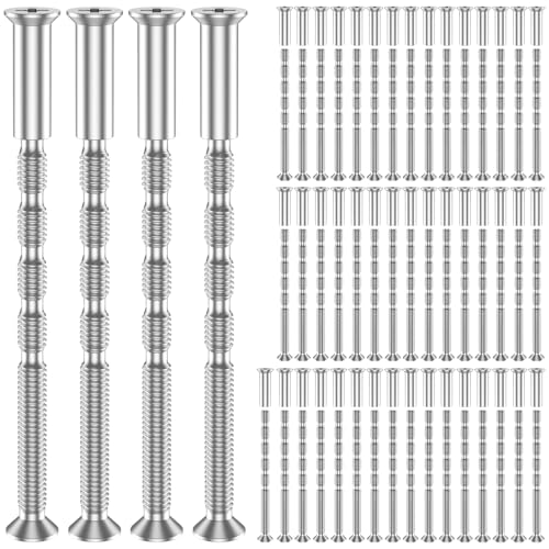 50Set Door Handle Screw Universal M4 Door Handle Bolt Carbon Steel Connecting Screws and Sleeves Male to Female M4×16 Cross Sleeve ×60 Bolts for 35-60mm Thick Doors