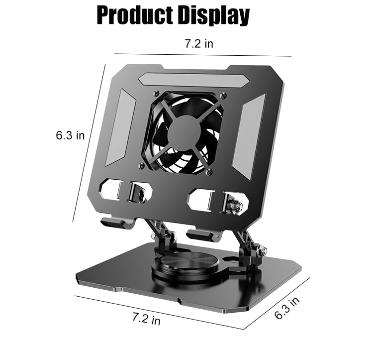 360° Rotating Tablet Desk Stand Holder with USB Cooler，Carbon Steel Frame Dual Rod Mount Support for iPad Pro 13 12 11 Air Mini 5 4 3 Samsung Tab E-Reader (Silver with Built-in Cooler) Silver with built-in cooler