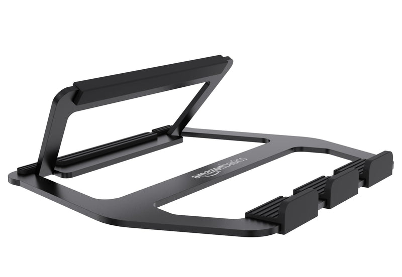 Amazon Basics Aluminum Portable Foldable Laptop Support Stand for Laptops up to 13", Black 13"