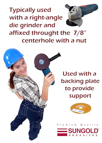 Sungold Abrasives 16905 4-1/2-Inch x 7/8-Inch Center Hole 60 Grit Aluminum Oxide Fiber Disc, 25-Pack