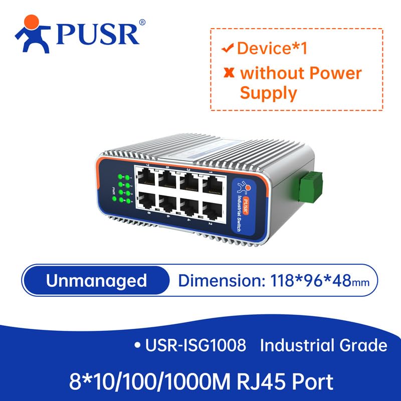 8 Ports with 10/100/1000Mbps Gigabit Industrial Ethernet Switch -40°C~85°C Lighting Protection 6KV Dustproof Design IP40 Protection USR-ISG1008 1000M 8 Ports