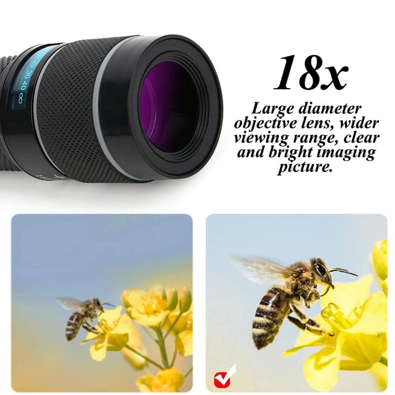 Daily Use 18x Zoom Wide Angle HD Telephoto Phone Camera Lens for Mobile - No Black Corner Universal Optical Zoom ? with Clip and Tripod.