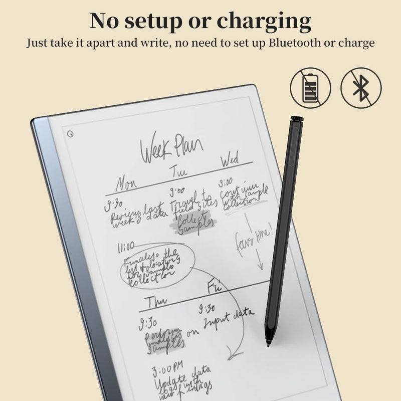 Stylus for Remarkable 2/1 Pen,EMR Pen with Flip Eraser,4096 Pressure Levels & Tilt Support,Palm Rejection,Magnetic Attraction, No Charging Needed, Includes 9 Extra Nibs (Black) Black