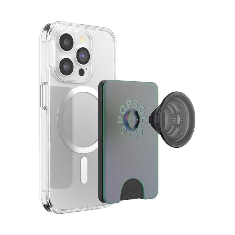 PopSockets Phone Wallet for MagSafe with Grip- Nightshade | PopWallet, Holds 3 Cards, Magnetic, Removable, Secure, Green, Teal, Turquoise, Men, Boys
