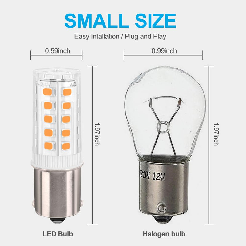 4PCS BA15S LED bulb p21w 12V 24V, 1141 LED Bulb Bayonet Single Contact Base for RV Camper Trailer Boat Trunk Interior Lights, Warm White 3000K