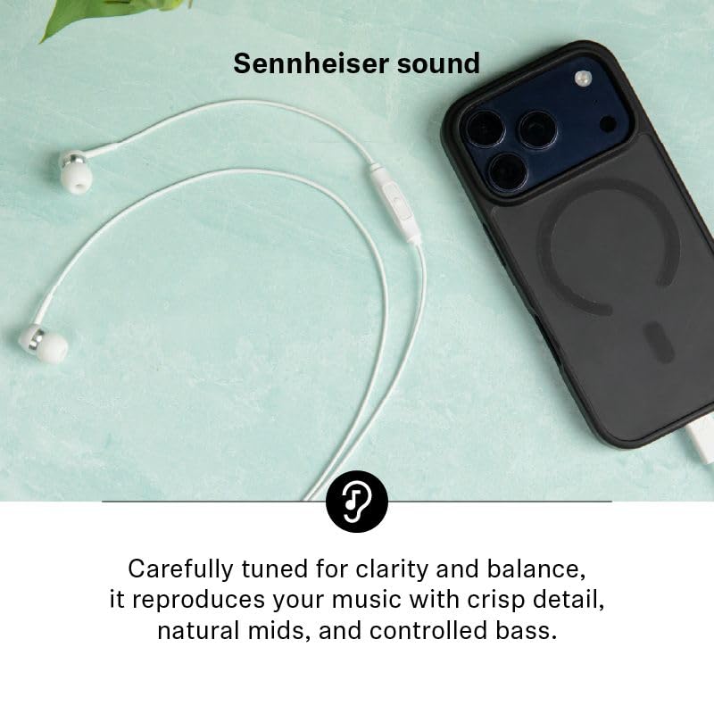 Sennheiser CX 80U in-Ear Headphones with in-line One-Button Smart Remote – White USB Type C
