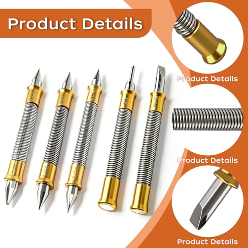 5-Piece Nail Setter, Center Punch, Hinge Pin Punch and Cold Chisel Set