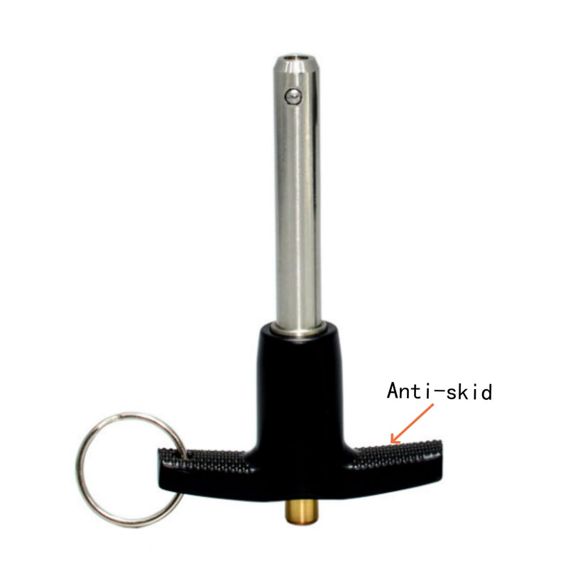 Pair of Stainless Steel 304 Push-Button Quick Release Pin T Handle Lock Pins, Pin Dia 6.3mm(1/4in) Usage Length 40mm (App.1.5in) with Lanyard Cable (2) 2