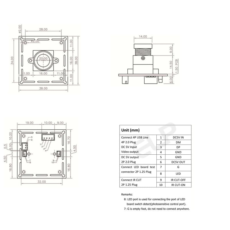 ELP 720p HD USB Camera Module with Microphone H.264 Mini UVC USB2.0 Audio Video Webcam Board for Android Linux Windows Mac Video Surveillance PC Camera for Computer, Laptop, Raspberry Pi, Jetson Nano