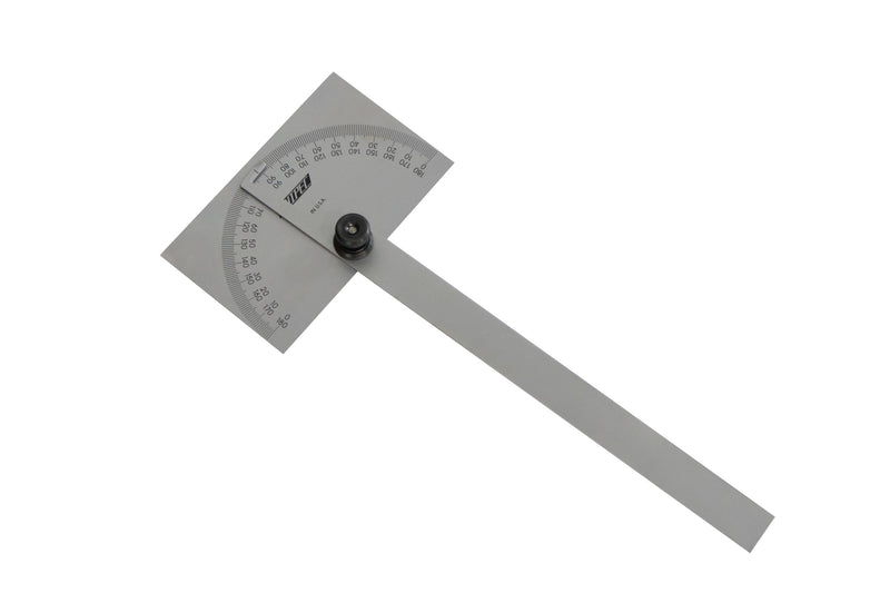 Rectangle Protractor, 0-180°, 6" Arm | Stainless Steel Square Head, Made in USA