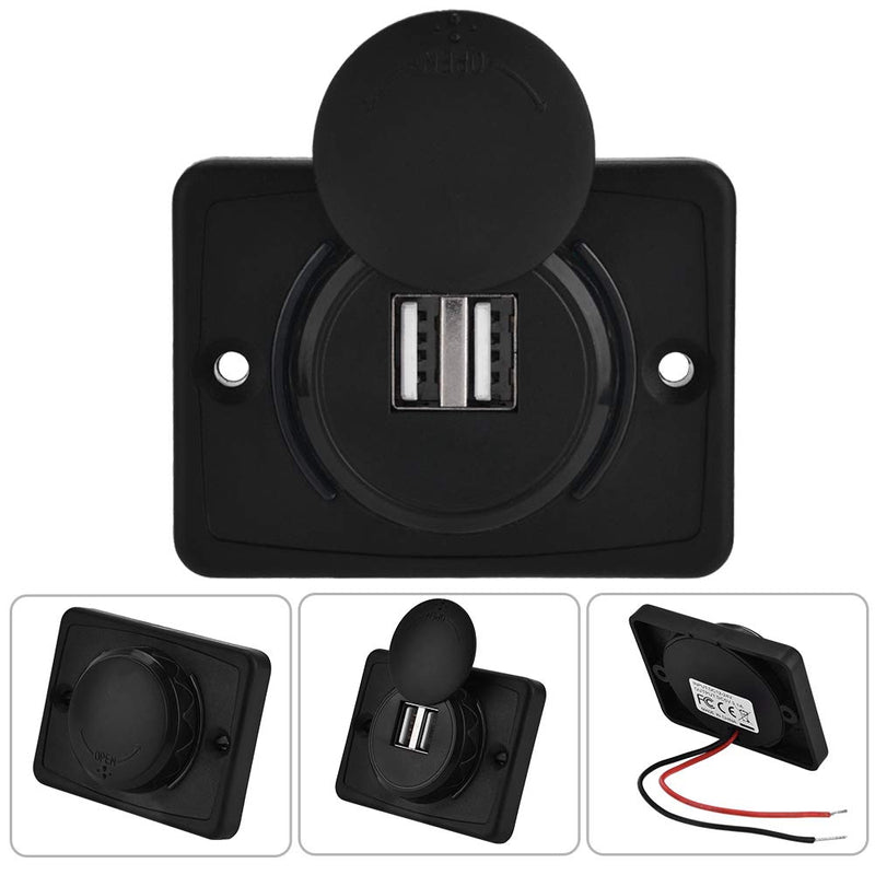 USB Car Charger, 12v 24v Mini Panel Dual Socket Power Adapter Outlet with Cap Quick Surface Mount Multi Device Charging for Cars Bus Boat Automotive Marine Truck Golf Cart Smartphone Laptop