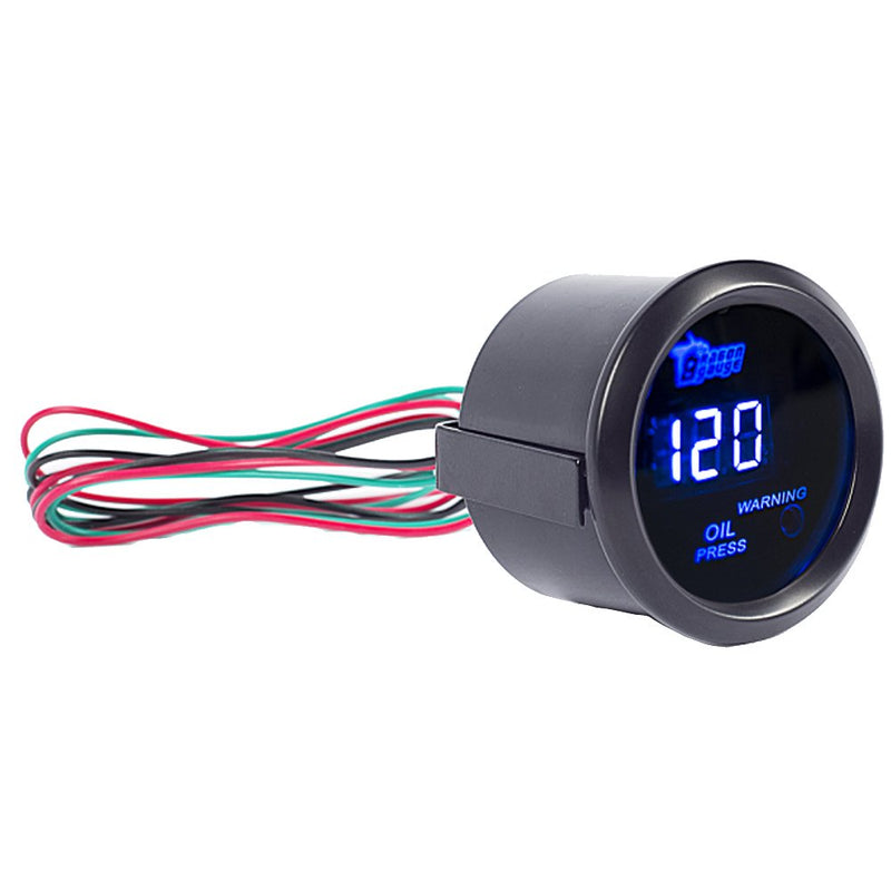 ESUPPORT Car 2" 52mm Digital Oil Press Pressure Gauge Blue LED Oil Press Gauge