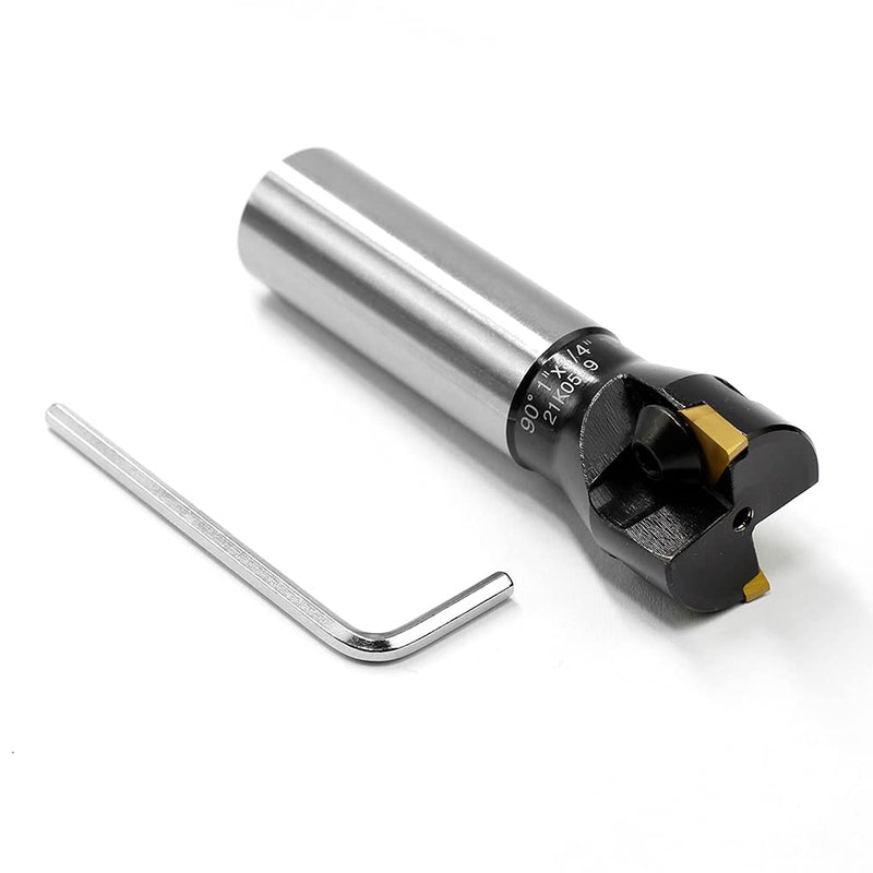 OSCARBIDE 1" Indexable End Mill 3/4" Shank 3-1/4" Length 2 Flutes TP22 | 2 TPCN1103PDTR TiN Coated Inserts | Square Shoulder Milling | For Steel & Cast Iron | Rigid Steel Body | Smooth & Durable