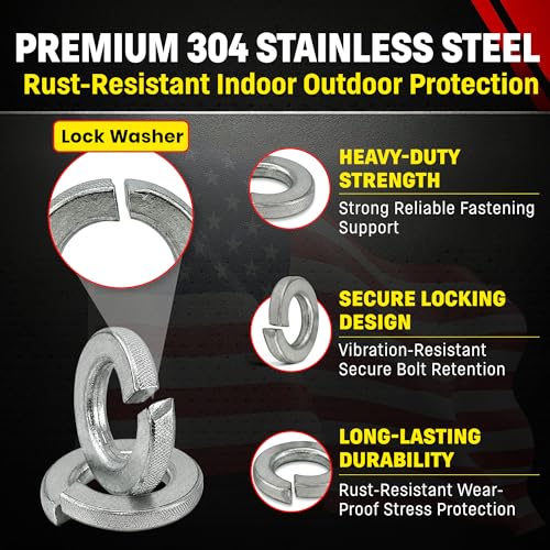 Stainless 7/16-14 Lock Washer, 304 Stainless Steel (50 Pieces)