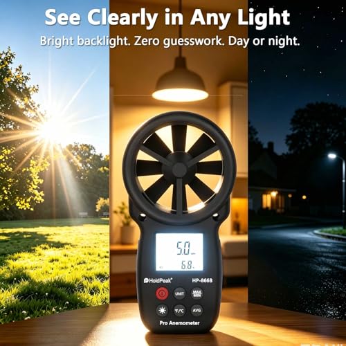 HoldPeak 866B Digital Anemometer, Handheld Wind Speed CFM Meter 866B (1 PC)