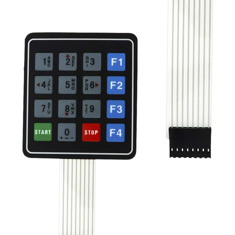 16-Key Matrix Membrane Switch, 4 x 4 Universal Array Keypad with 8 Pin 2.54mm Pitch Female Connector, Pack of 2 Pcs