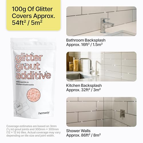 Hemway Rose Gold Glitter Grout Additive 100g Metallic Flakes