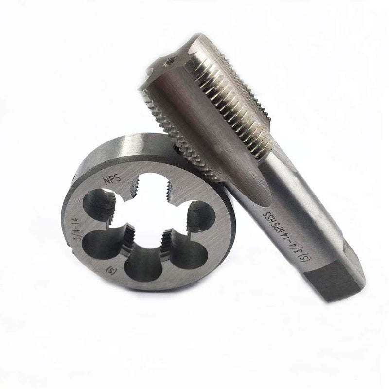 3/4"-14 NPS tap and die, 3/4"-14, 3/4"-18, HSS Tap And Die Set UNF Machine Thread Tap And UNF Round Thread Die Right Hand (3/4-14 NPS)