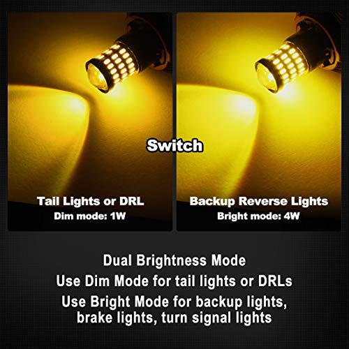 Yorkim 3157 LED Bulb Amber Bright 3156 LED Brake/Tail Lights with Projector - 3056 3156 3156A 3057 4057 3157 4157 T25 LED Blinker Light, Pack of 4
