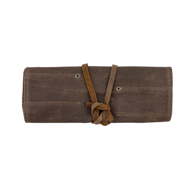 Durable Waterproof Waxed Canvas Tool Roll Handmade by Hide & Drink Honey Bourbon
