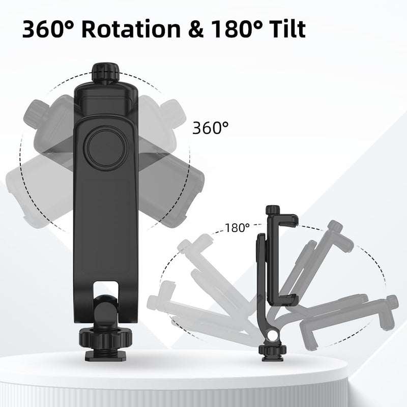 SOH Phone Tripod Adapter Mount, Universal Smartphone Clamp with 2 Cold Shoe, Vertical Horizontal Bracket for iPhone, Samsung Galaxy and More Smartphones