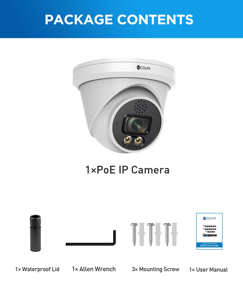 4COVR 4K PoE Dome Camera with Spotlight Color Night Vision, 8MP Wired Surveillance IP Security Camera Outdoor, Smart AI Human/Vehicle Detection, Two-Way Talk, Up to 256GB microSD Card, LY97KA8MA