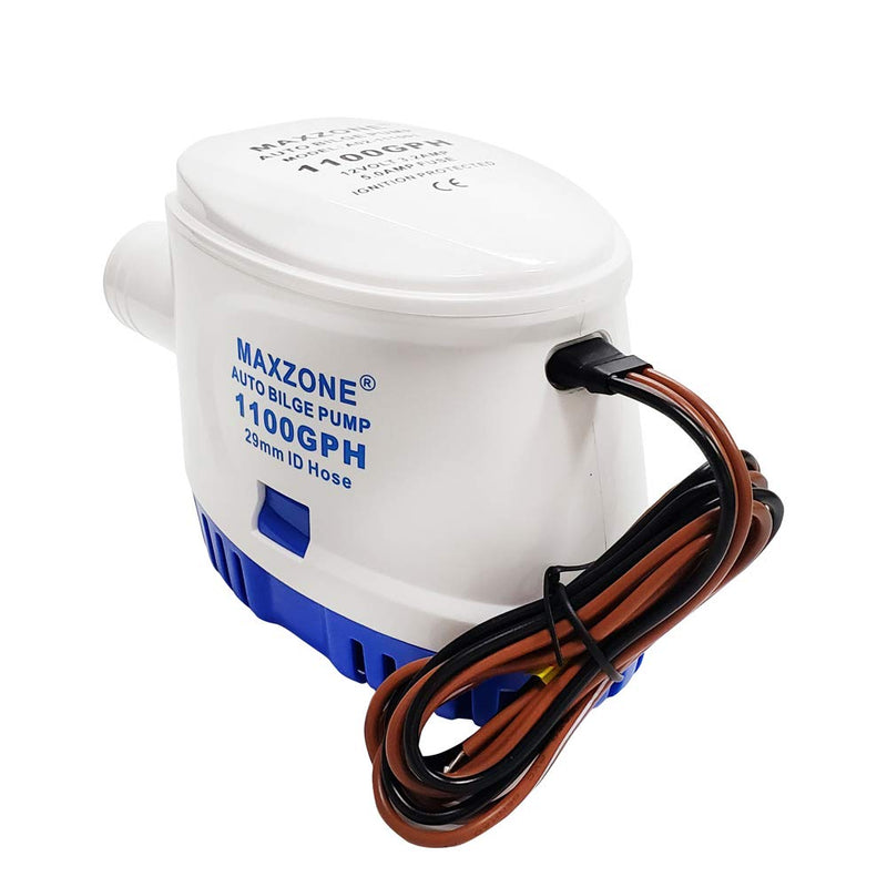Automatic Submersible Boat Bilge Water Pump 12v 1100gph Auto with Float Switch, 1-1/8" Outlet, Compact Marine Boat Yacht A -1100GPH