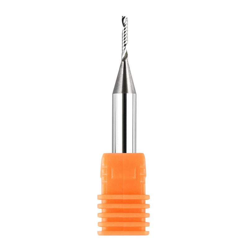 SpeTool O Flute Spiral Rouer Bits 1/4 Inch Shank 1/16 Inch Cutting Diameter, Solid Carbide Upcut CNC Router Bit Single Flute End Mill for Aluminum Acrylic Metal Milling Cutter (Pack of 2) 1/16" Dia -3/8" CL - 1/4" Shank (Pack of 2)