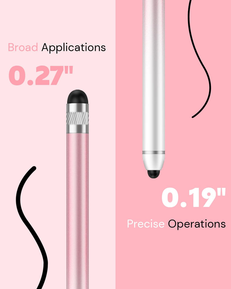 Stylus Pen for Touchscreen, Dual-end High Sensitivity Capacitive Stylus Pen for iPhone/iPad/Android/Samsung/Computer/Tablets, AmberVec Universal Stylists Pens for Touch Screens, 2 Pack-Pink, Purple 2 Pack: Pink, Purple