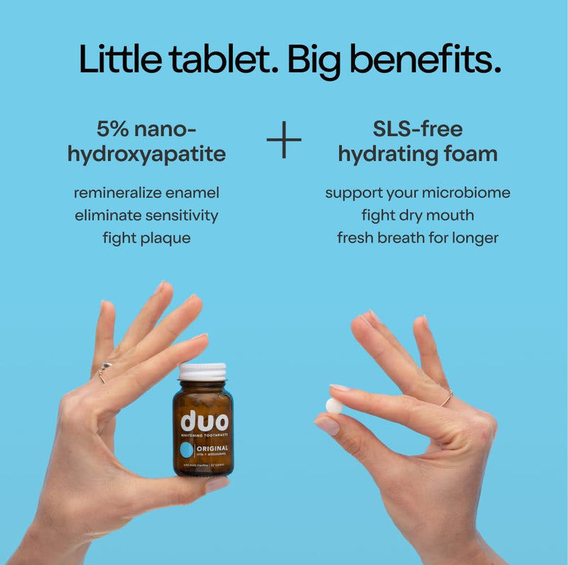 Duo Toothpaste Tablets | Nano-Hydroxyapatite (nHa) Natural Whitening, Remineralize, Reduce Sensitivity | Sustainable & Plastic Free | Dentist Created | Wild Mint Medley - 1 Bottle / 186 Tablets Original 186 Count (Pack of 1)