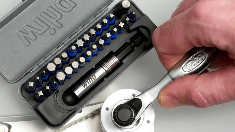 Wiha 76889 32 Piece GoBox TerminatorBlue Impact Bit Set with Mini Ratchet Impact + Mini Ratchet Set, 32 piece