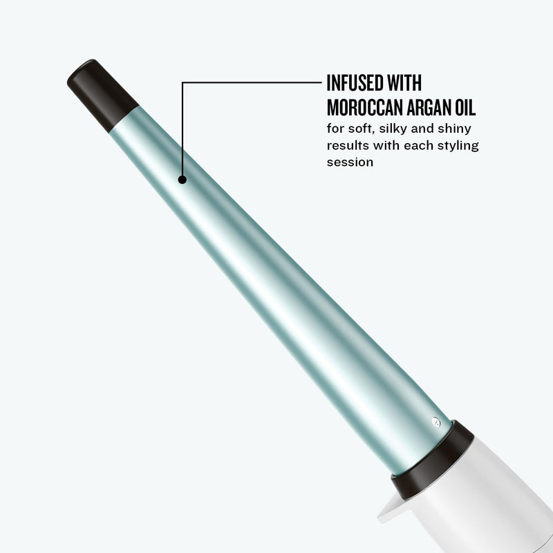 Remington Curling Wand, Conical barrel 13-25mm, Shine Therapy, Curler for shiny curls and waves, Ceramic coating infused with Moroccan Argan Oil, Fast heat up, up to 230°C, Cool Touch Tip, CI53W | Ceramic Coating Infused with Moroccan Argan Oil, Fast H...