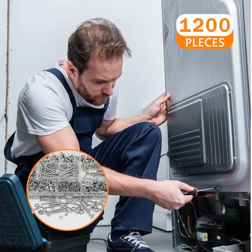 1200 Pcs Countersunk Head Hexagon Socket Screws Bolts and Nuts and Washers Assortment Kit, M3 Metric Stainless Steel Bolts and Machine Screws and Nuts and Washers Set for Home Industrial M3x6/8/10/12/14/20/25/30-1200Pcs