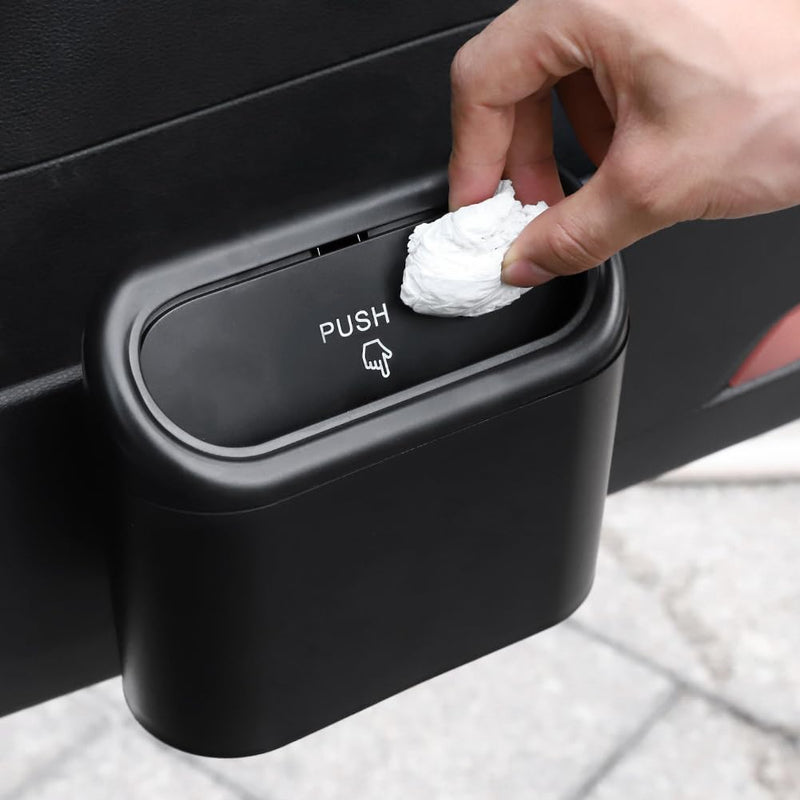 Accmor Car Trash Can with Lid, Leakproof Vehicle Garbage Organizer Holder Bin with 60 Pcs Trash Bags, Mini Auto Dustbin Interior Accessories Storage Container for SUV, Office, Home Black