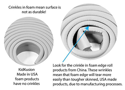 KidKusion Jumbo Edge Cushion | 6Ft | Taupe | Made in USA | Child Safety Edge Guard, Babyproof Furniture Bumper 6 Foot (Pack of 1)