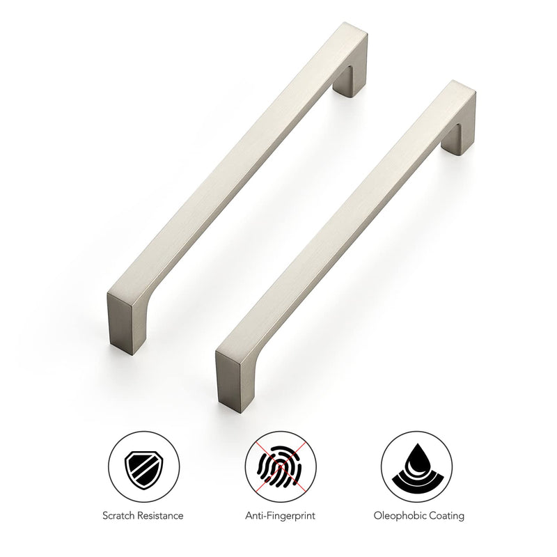 Ravinte 5 Pack Solid 5 Inch Kitchen Square Cabinet Handles Brushed Nickel Pulls Drawer Pulls Kitchen Cabinet Hardware Handles 5 Inch Hole Center