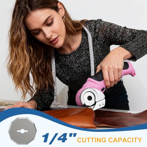 VLOXO Cordless Electric Scissors Cardboard Cutter with Replacement Blade Pink