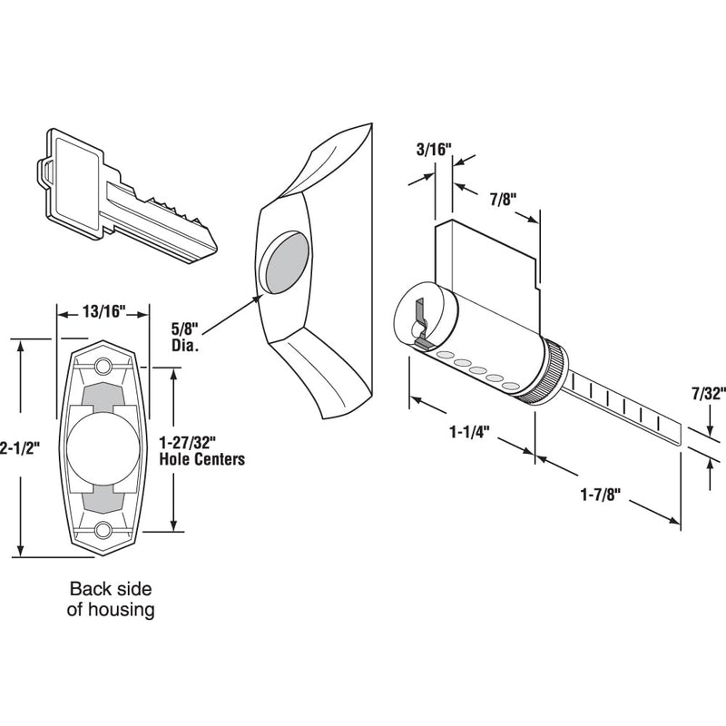 Prime-Line E 2144 Diecast, Sliding Door Keyed Locking Unit (Single Pack), White
