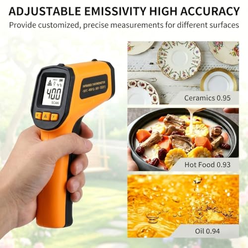 Infrared Thermometer Gun,Non Contact Digital Surface Thermometer with Laser Pointer, Backlit LCD,-58°F to 986°F for Cooking,HVAC, Automotive-GM530 GM530